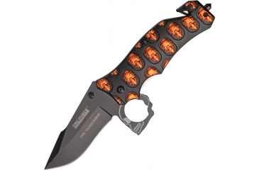 Image of Tac Force The Vanquisher A/O Knife, A/O black SS blade, Black Alum. handles w/ orange trim TF786OR