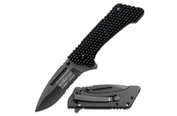 Image of TAC Force Titanium Plated Half-Serrated Blade Knife, Black TF 682B