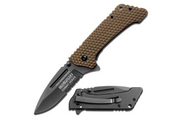 Image of TAC Force Titanium Plated Half-Serrated Blade Knife, Tan TF 682T
