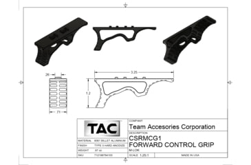 Image of TAC Metal Forward Grip, M-LOK Mount, Hard Anodized, Black, CSRMCCG1