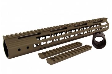 Image of Tacfire AR15 Ultra Slim KeyMod Free Float Hand Guard w/Detachable Rails/Steel. Barrel Nut, Tan, 15in, HG09-T-15