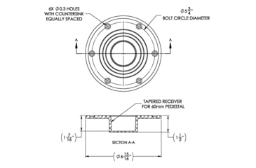 Image of TACO Marine Surface-Mount Pedestal Table Base For 2.375in Post 7.875in Base, 7.875in Base, Z10-4086BLY60MM