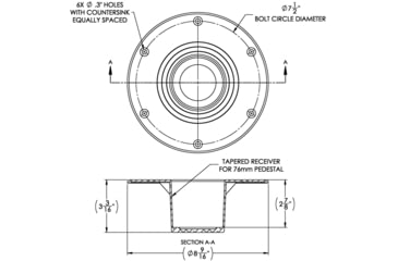 Image of TACO Marine Surface-Mount Pedestal Table Base For 3in Post 8.625in Base, Z10-4080BLY76MM