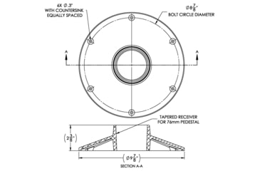 Image of TACO Marine Triton 2 Stage Adjustable Pedestal Table Base, Z10-4070BLY76MM