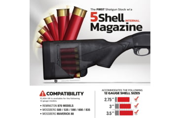 Image of TactaLoad TLFL5-M5012 Flash-5 Gunstock Black Synthetic Fixed With Storage Compar