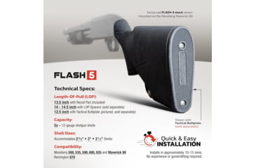 Image of TactaLoad TLFL5-R8712 Flash-5 Gunstock Black Synthetic Fixed With Storage Compar