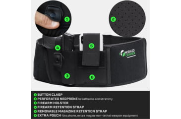 Image of Tacticon Armament Belly Band Holster, Regular, Right Handed, Black, BB10R