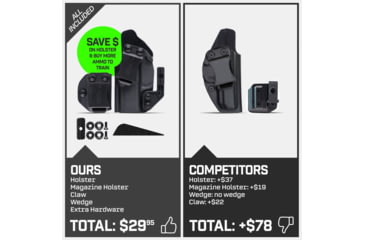 Image of Tacticon Armament Deep Concealment Pistol Holster w/ Mag Holster, Left Handed, Black, SW940IWBLH