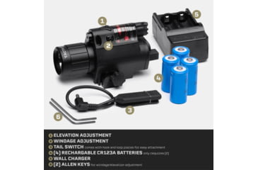 Image of Tacticon Armament Firefly V1 Pistol and Rifle Laser/Flashlight Combo, Red Laser, Black, FRL10