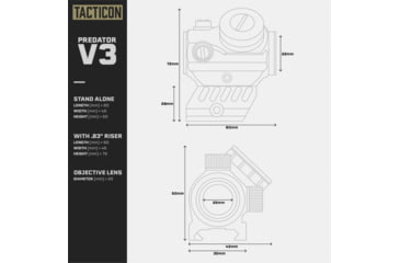 Image of Tacticon Armament Predator V3 Tactical Optic Micro Red Dot Sight, Black, PRDV300