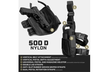 Image of Tacticon Armament Universal Drop Leg Holster, Left Handed, Black, DLGHBKLH