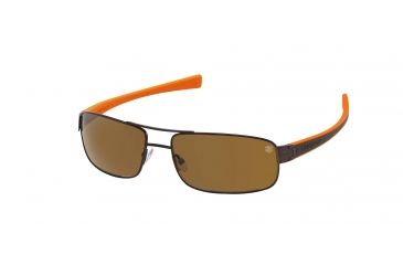 Image of Tag Heuer 0254 Progressive Prescription Sunglasses, Matte Chocolate Frame - Brown/Orange Temples Frame, Outdoor Brown Lens-0254-708PR