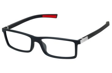 Image of Tag Heuer 0512 Progressive Prescription Eyeglasses, Matte Black Frame - Matte Black/Red Temples Frame, Clear Lens-0512-001PR