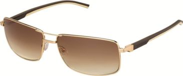 Image of Tag Heuer 0883 Bifocal Prescription Sunglasses, Gold Frame - Dark Brown/Ivory Temples Frame, Outdoor Gradient Brown Lens-0883-204BI