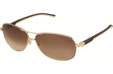Image of Tag Heuer 0884 Bifocal Prescription Sunglasses, Gold Frame - Dark Brown/Ivory Temples Frame, Outdoor Gradient Brown Lens-0884-204BI