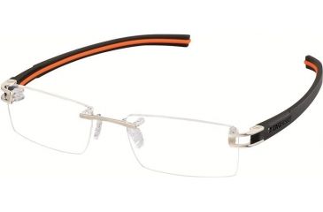 Image of Tag Heuer 7641 Single Vision Prescription Eyeglasses, Pure Frame - Black/Orange Temples Frame, Clear Lens-7641-004SV