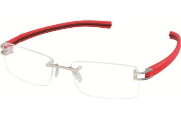 Image of Tag Heuer 7644 Single Vision Prescription Eyeglasses, Pure Frame - Black/Red Temples Frame, Clear Lens-7644-005SV