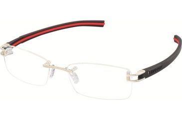 Image of Tag Heuer 7645 Bifocal Prescription Eyeglasses, Pure Frame - Black/Red Temples Frame, Clear Lens-7645-002BI