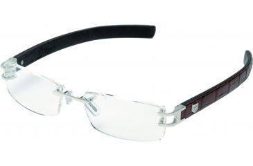 Image of Tag Heuer L-Type Eyeglasses, Palladium Frame/Alligator Matte Brown Black Temples, Clear Lens 0113-001