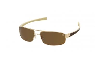 Image of Tag Heuer LRS 0254 Sunglasses - Gold Frame - Dark Brown/Ivory Temples,Polarized Precision Brown Lens-0254-205