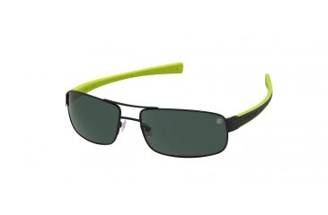 Image of Tag Heuer LRS 0254 Sunglasses - Matte Black Frame - Black/Anise Green Temples,Polarized Precision Green Lens-0254-309