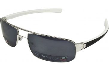 Image of Tag Heuer LRS Sunglasses, Black White Temples, Grey Outdoor Lens 0254-206