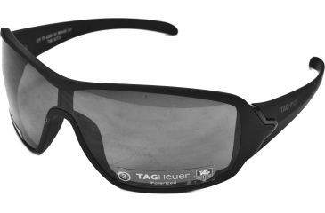 Image of Tag Heuer Racer Sunglasses, Shiny Black Frame/Matte Black Soft Temples, Grey Polarized Lens, Polarized 9201-111