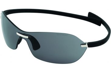 Image of Tag Heuer Rimless Curve Sunglasses, Shiny Palladium Frame/Black Temples, Grey Outdoor Lens 5107-101