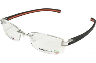 Image of Tag Heuer Track S Eyeglasses, Pure Frame/Black Orange Temples, Clear Lens 7645-004