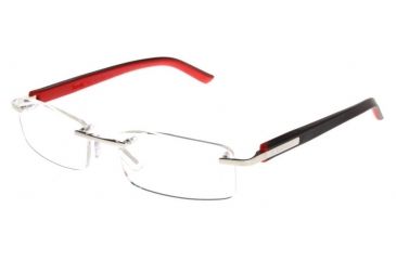 Image of Tag Heuer Trends Rubber Eyeglasses, Brushed Frame/Black Red Temples, Clear Lens 8108-002