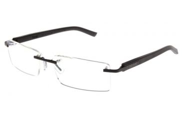 Image of Tag Heuer Trends Rubber Eyeglasses, Matte Black Frame/Black Black Temples, Clear Lens 8110-001