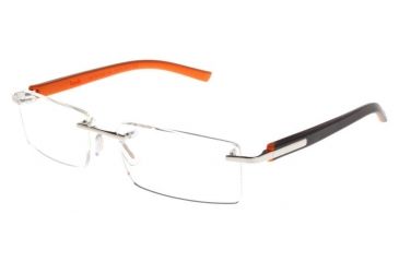 Image of Tag Heuer Trends Rubber Eyeglasses, Polished Frame/Dark Grey Orange Temples, Clear Lens 8110-006