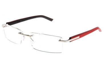 Image of Tag Heuer Trends Rubber Eyeglasses, Polished Frame/Red Black Temples, Clear Lens 8110-005