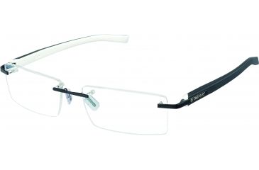 Image of Tag Heuer Trends Rubber Eyeglasses, Matte Black Frame/White Black Temples, Clear Lens 8110-007