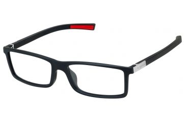 Image of Tag Heuer Urban 7 Eyeglasses, Matte Black Frame/Red Temples, Clear Lens 0512-001