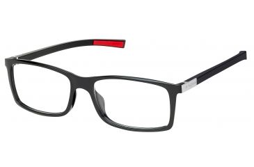 Image of Tag Heuer Urban 7 Eyeglasses, Shiny Black Frame/Red Temples, Clear Lens 0511-002