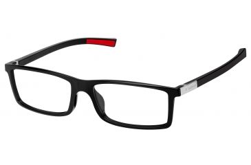 Image of Tag Heuer Urban 7 Eyeglasses, Shiny Black Frame/Red Temples, Clear Lens 0512-002