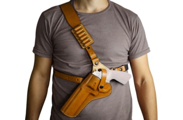Image of Tagua Gunleather Wrangler Chest Leather Holster, Most 1911s Full Size 5in, Right Hand, Brown, WRANGLER CHEST-TB-202