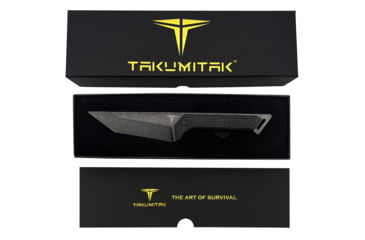 Image of Takumitak Charge Fixed Blade Knife, 5.25in, D2, Tanto, G10 Handle, Black Stonewash, TKF215SW