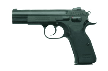 Image of Tanfoglio Combat Pistol, 9x21 IMI, 4.45in barrel, blued finish steel frame, black rubber grip, recoil operated semi-automatic, fixed combat, 16 round magazine, TOCB9X21IMI4.451FRRMPG