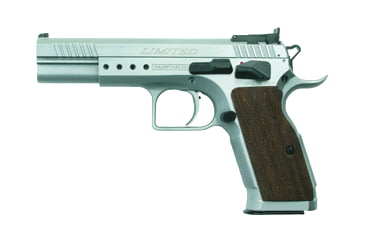 Image of Tanfoglio Limited Pistol, .38 Super, 4.75in barrel, stainless steel frame, checkered walnut grip, recoil operated semi-automatic, adjustable target, 17 round magazine, TOLTD.38SP4.751FRRMPG
