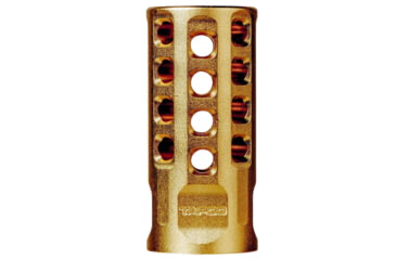 Image of Tapco Muzzle Brake Gold Anodized Aluminum 1/2"X28 Threads 2" Oal .920" Diameter 22Lr, TAP22032