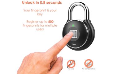 Image of Tapplock One Plus Smart Fingerprint Padlock, Midnight Black, 1000002