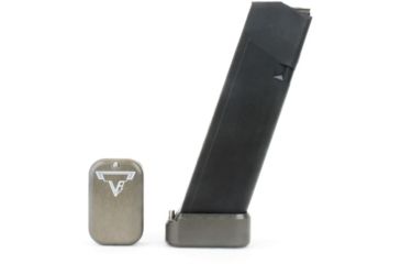 Image of Taran Tactical Innovations Firepower Magazine Extension Base Pad, Glock 17/17L/19X/22/24/34/35/45, +3/4 Round, Titanium Gray, GBP940-005