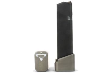 Image of Taran Tactical Innovations Firepower Magazine Extension Base Pad, Glock 17/17L/19X/22/24/34/35/45, +5/6 Round, Titanium Gray, GBP940-05