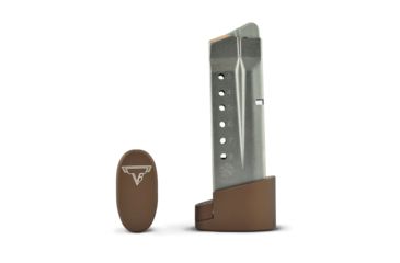 Image of Taran Tactical Innovations Firepower Magazine Extension Base Pad, Smith &amp; Wesson M&amp;P Shield 9/40, +1/2 Round, Coyote Bronze, MPSB940-06