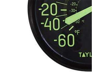 Image of Taylor Indoor/Outdoor Glow-in-the-Dark Thermometer, Black, 13.25, 5267459