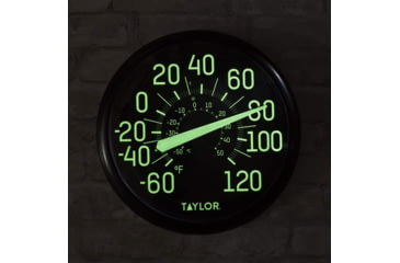 Image of Taylor Indoor/Outdoor Glow-in-the-Dark Thermometer, Black, 13.25, 5267459