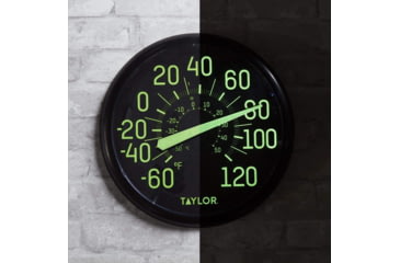Image of Taylor Indoor/Outdoor Glow-in-the-Dark Thermometer, Black, 13.25, 5267459