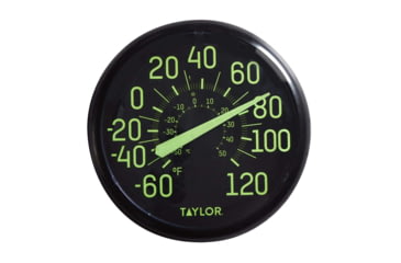Image of Taylor Indoor/Outdoor Glow-in-the-Dark Thermometer, Black, 13.25, 5267459